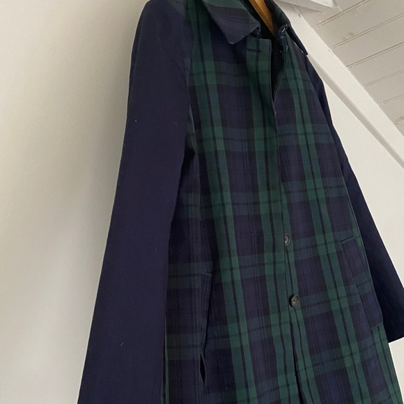 Woman’s Madewell Navy and Green Plaid Coat - Picture 2 of 4